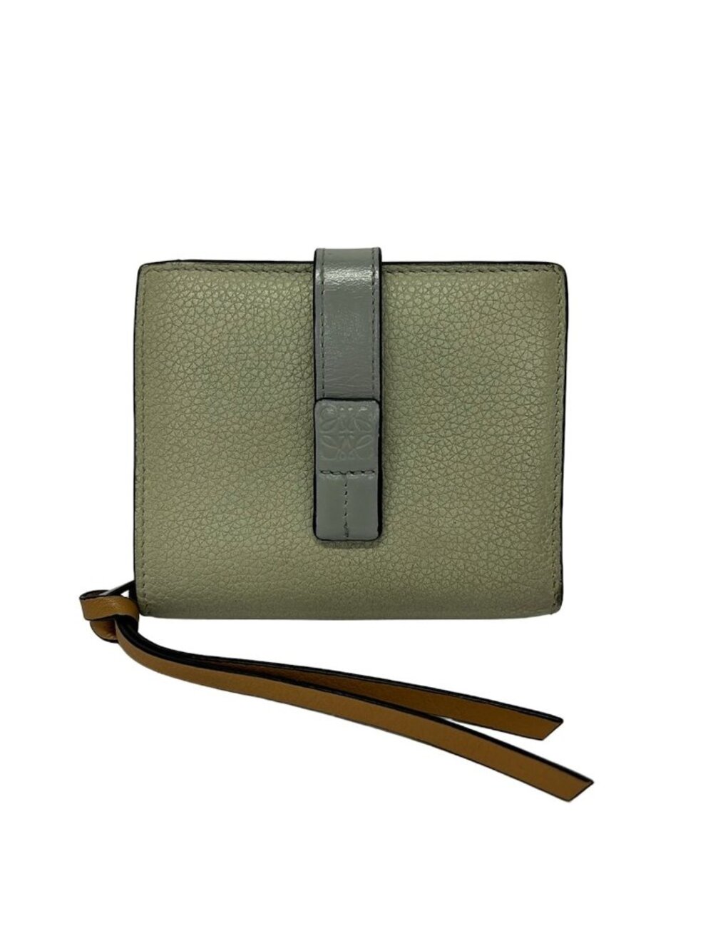 Loewe Bifold Wallet Compact Zip Gray Leather